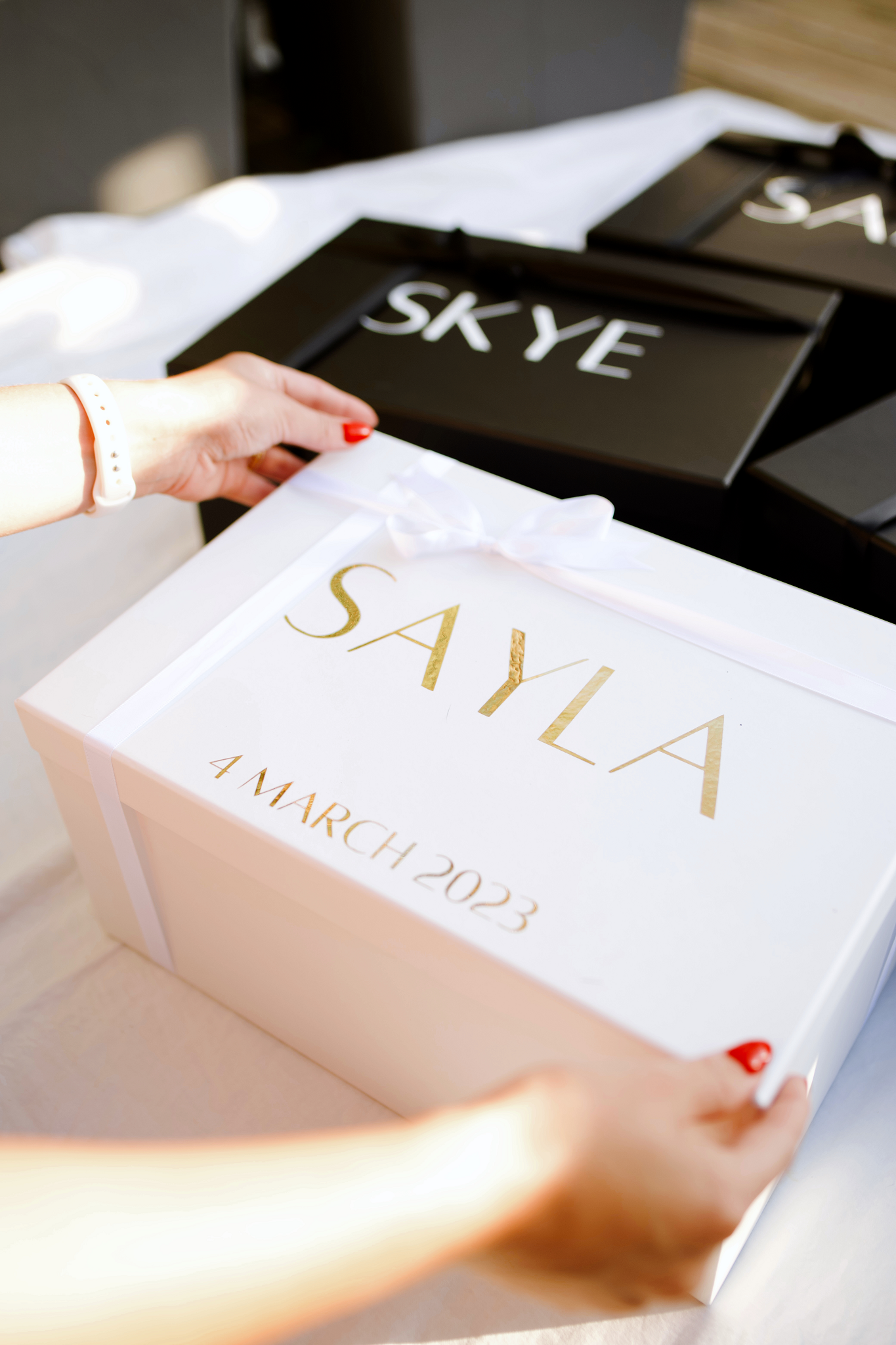 Personalized Gift Box with Satin Ribbon
