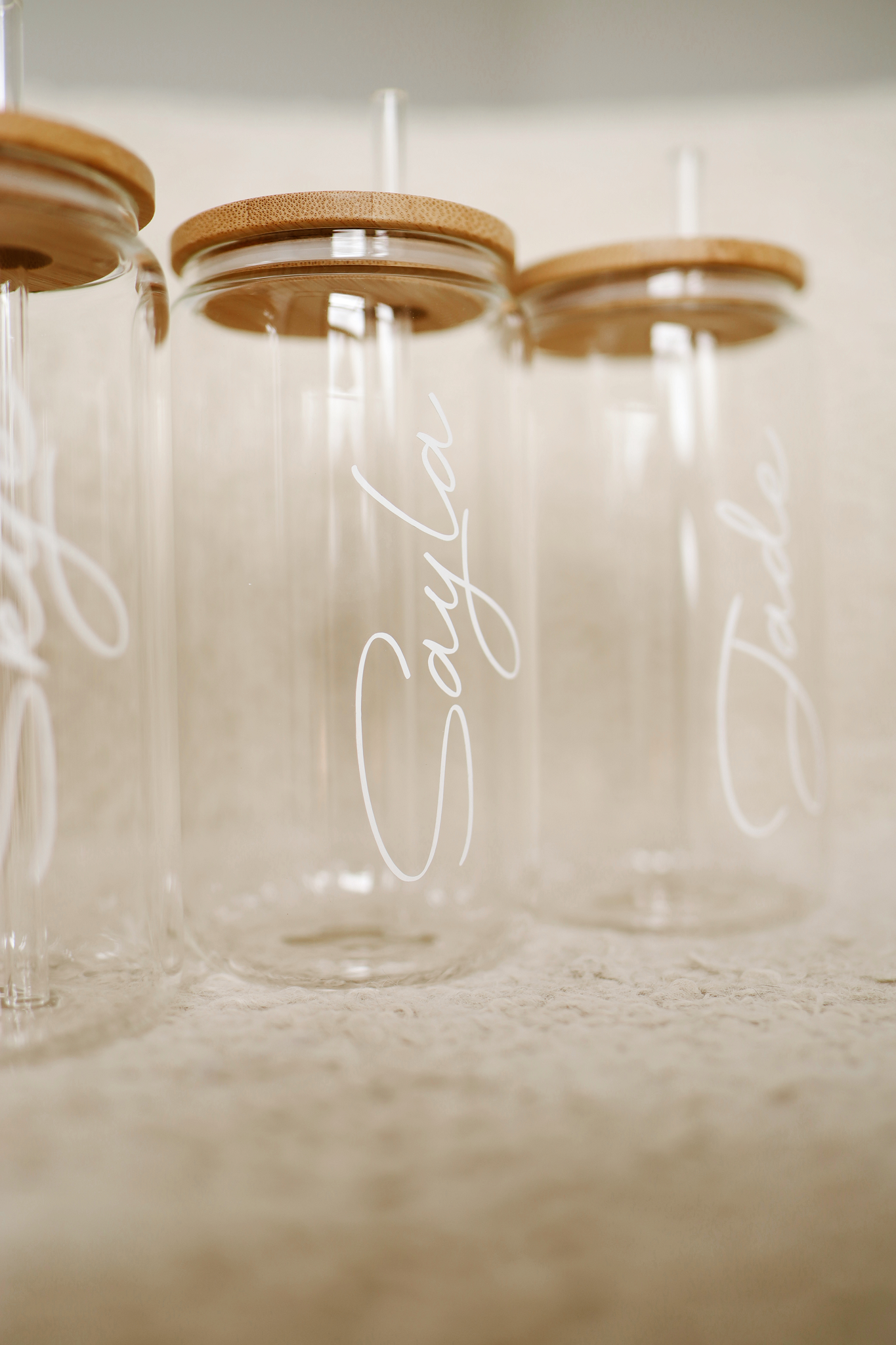 Can Glass Tumbler with Bamboo Lid